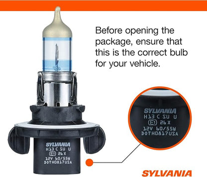 SYLVANIA - H13 SilverStar Ultra - High Performance Halogen Headlight Bulb, High Beam, Low Beam and Fog Replacement Bulb, Brightest Downroad with Whiter Light, Tri-Band Technology (Contains 1 Bulb)