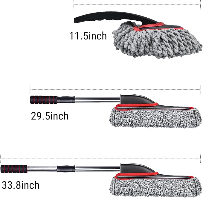 YeewayVeh Car Duster Kit, 2PCS Microfiber Exterior and Interior Scratch Free Car Duster Brush for Vehicles and Home Cleaning, Gray and Red