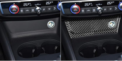 Real Premium Carbon Fiber Decor Compatible with Audi A3 S3 RS3 8V 2013 2014 2015 2016 2017 2018 2019 Car Center Console Power Outlet Sticker Kit Auto Interior Accessories Decal 2PCS Black