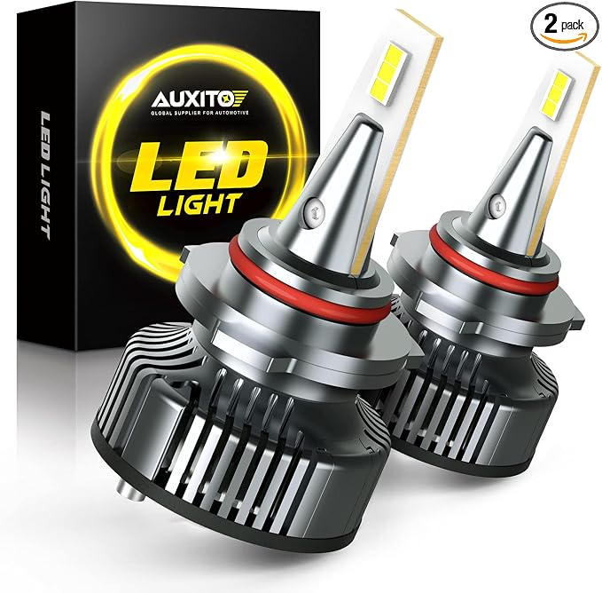 AUXITO 9005 Bulbs, Mini Sized, CanBus Ready, 50,000 Lumens 900% Brighter, Beam Adjustable 9005 HB3 Light Bulb, 6500K Xenon White, Pack of 2