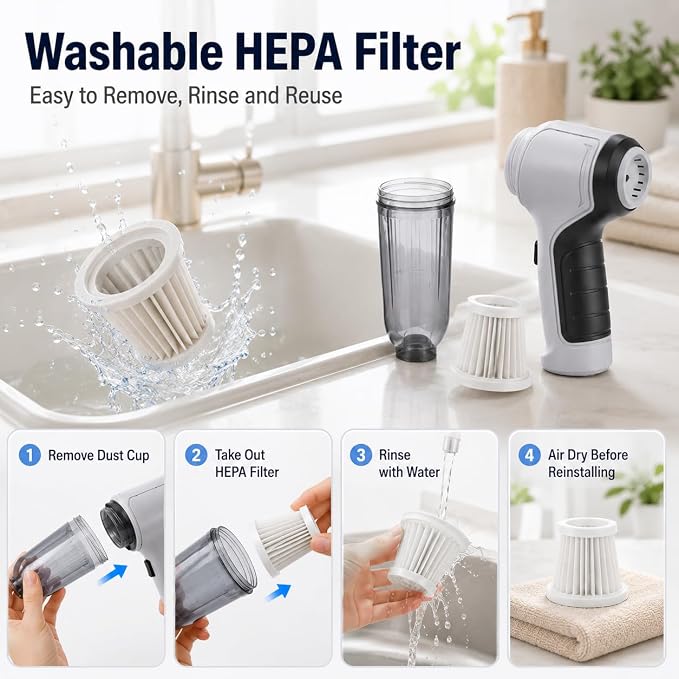Cordless Handheld Vacuum Cleaner, Portable Rechargeable Mini Vacuum, Powerful Suction Hand Held Vacuum for Car Home Office Pet Hair Dust Cleaning