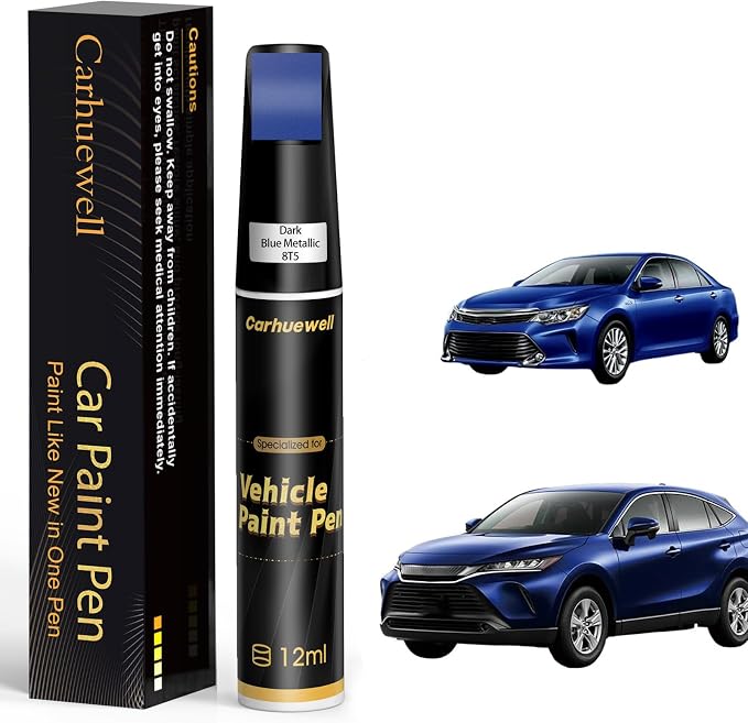 8T5 Dark Blue Metallic Touch Up Paint Compatible with Toyota, Exact Match Car Paint Pen Automotive Scratch Repair Remover Kit Quick & Easy Solution for Vehile Chips and Nicks