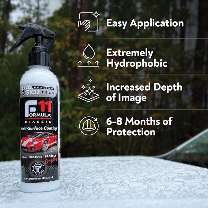 TopCoat F11 Polish & Sealer for Cars, Bikes and More – Water-Based Alternative to Ceramic Wax - 16 oz F11 Kit with Travel Bottle and 2 Microfiber Towels