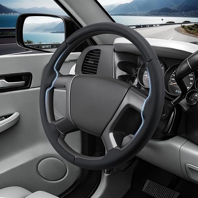 Steering Wheel Cover for Chevy Silverado 1500 GMC Sierra 1500 2007-2013/2500 3500 Chevrolet Tahoe Suburban Yukon (Yukon XL) 2007-2014/ Traverse 2009-2017/ GMC Sierra 2500HD 3500HD 2008-2014