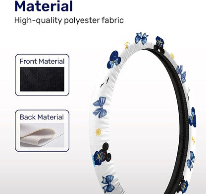 GENANY Cartoon Mouse Steering Wheel Cover, Non Slip Polyester Car Wheel Protector for Car SUV Truck, Universal 15 Inch
