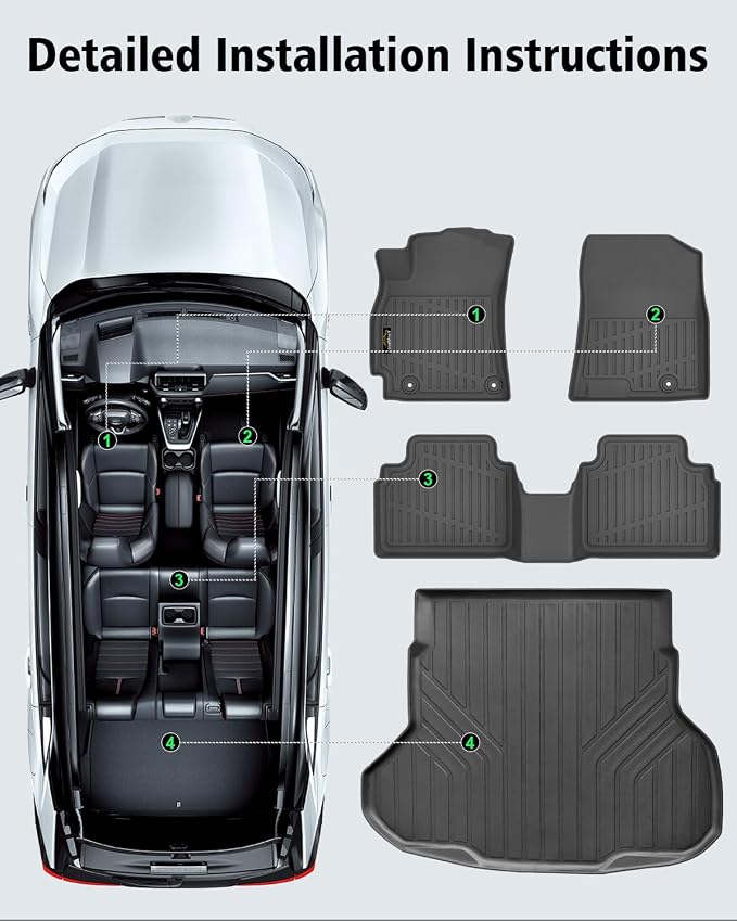 Floor Mats & Cargo Liner Custom Fit for Kia K4 2025 2026 Sedan All Weather TPE Rubber Trunk Mat Anti-Slip Full Set Automotive Floor Liners for Kia K4 2025 Accessories