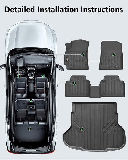 Floor Mats & Cargo Liner Custom Fit for Kia K4 2025 2026 Sedan All Weather TPE Rubber Trunk Mat Anti-Slip Full Set Automotive Floor Liners for Kia K4 2025 Accessories