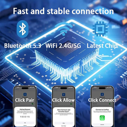 Upgraded Wireless CarPlay Adapter, 2-in-1 Mini Size CarPlay & Android Auto Adapter, Convert Wired to Wireless with USB & USB-C/Type-C, Plug & Play, Stable Control & No Delay, with iPhone & Android