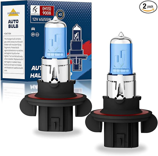 9008/H13 Halogen Headlight Bulbs, Standard High Beam or Low Beam or Fog Light Bulb, DC 12V 55W 5000K,4000 Lumens,Head Light Bulbs for Car,High Brightness Headlight Bulb, Pack of 2