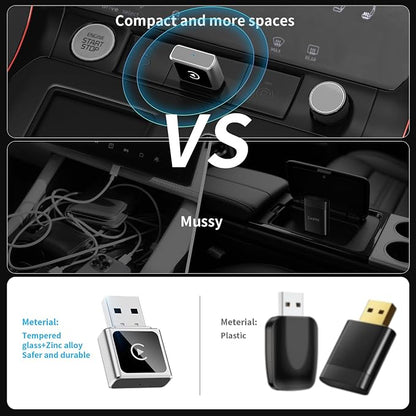 Mini Wireless CarPlay Adapter for iPhone,USB Carplay,2025 Upgrade Convert Wired to Wireless, Plug and Play Easy Setup, Car Play Adapter for Cars with Built-in Wired CarPlay,iOS Only