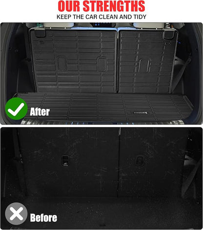 Floor Mats &Trunk Mat for 2022 2023 2024 2025 Nissan Pathfinder 7 Seats with Backrest Mat All Weather TPE Rubber Cargo Liner for 2022-2025 Nissan Pathfinder Accessories