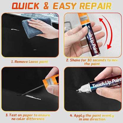 Touch Up Paint Pen for Cars, Car Paint Scratch Repair, 2-In-1 Car Touch Up Paint Fill Paint Pen, Quick & Easy Solution to Repair Minor Automotive Scratches 0.8 fl oz (Black)