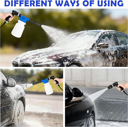 Car Wash Detailing Kit Cleaning Kits with Foam Gun Sprayer, Car Wash Brush and Large Wash Mitt Duster for Car Interior and Exterior Cleaning (Blue)
