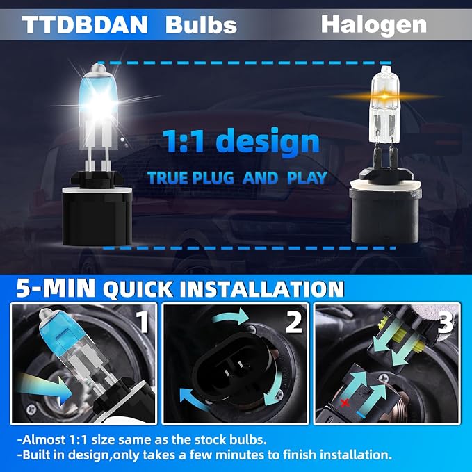 Fog lights Fit For Nissan Frontier 2003-2004 Halogen Headlight Bulbs,880/881/H27 Fog Lights Bright Lights Combo,Plug & Play,Pack of 2 (Nissan Frontier 2003-2004 Halogen Fog Lights)