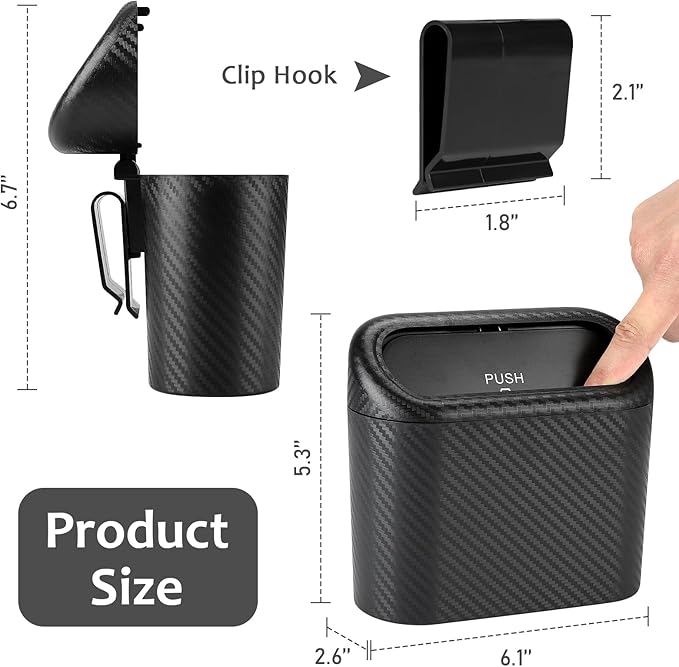 Accmor Car Trash Can with Lid, 2 Pack Mini Vehicle Trash Bin, Small Car Dustbin Garbage Organizer Holder with 2 Roll Trash Bag, Portable Hanging Leakproof Auto Storage Bag Container
