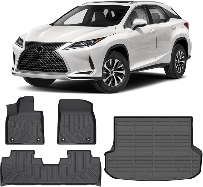 Floor Mats & Cargo Liner for 2016-2022 Lexus RX 350 | RX 450h (NOT for RXL), Custom Fit Floor Liners All Weather Protection TPE Car Mats Accessories Waterproof Anti-Slip