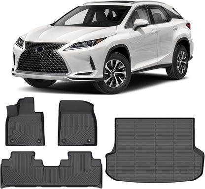 Floor Mats & Cargo Liner for 2016-2022 Lexus RX 350 | RX 450h (NOT for RXL), Custom Fit Floor Liners All Weather Protection TPE Car Mats Accessories Waterproof Anti-Slip