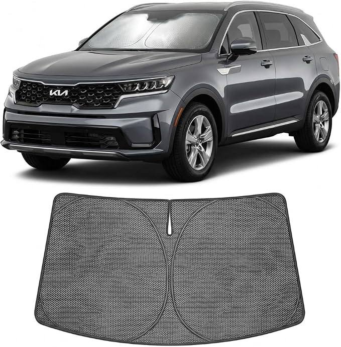Proadsy Windshield Sun Shade Custom Fit Kia Sorento 2021-2026 Ice Crystal Black Front Window Sunshade UV and Heat Blocker Foldable Visor Keeps Car Cooler for Summer Parking and Daily Use