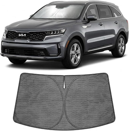 Proadsy Windshield Sun Shade Custom Fit Kia Sorento 2021-2026 Ice Crystal Black Front Window Sunshade UV and Heat Blocker Foldable Visor Keeps Car Cooler for Summer Parking and Daily Use