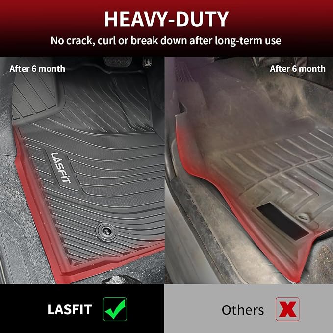 LASFIT Floor Mats for Toyota Tacoma 2016-2023 Double Cab (Only for Automatic) All Weather Custom Fit Floor Liner for Tacoma SR/SR5/TRD/Limited/Trail TPE Mats Front&Rear 2 Row Car Mats, Black