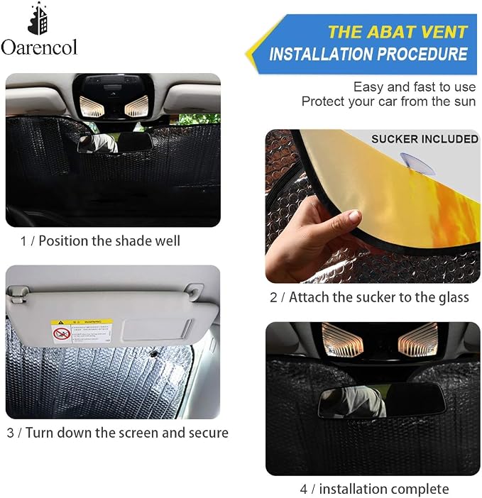 Sunflower Blooming Sunset Car Windshield Sun Shade Foldable UV Ray Sun Visor Protector Sunshade to Keep Your Vehicle Cool (55" x 27.6")