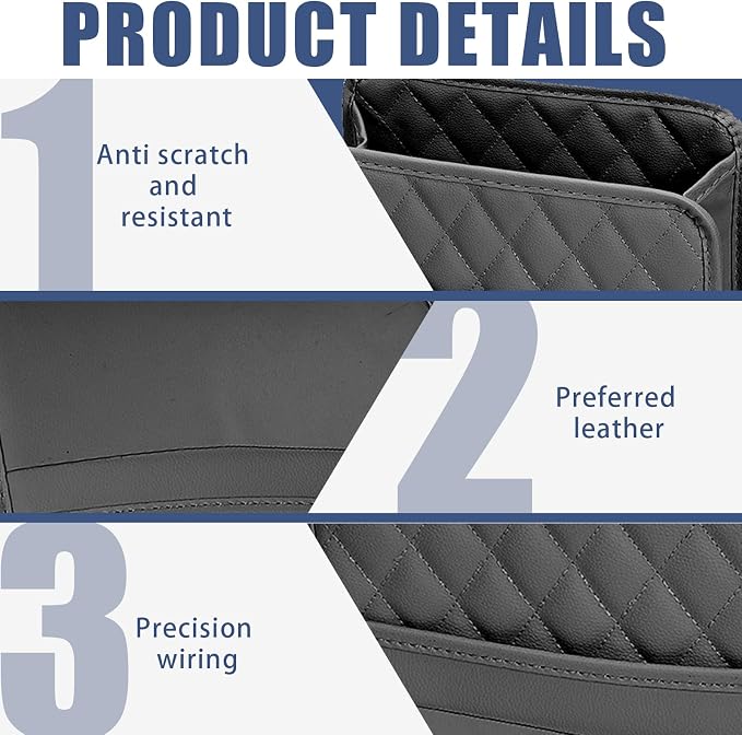 Car Seat Organizer Backseat with Storage Pockets, PU Leather Vehicle Backseat Hanging Storage Pocket, Multipurpose Automotive Travel Essentials Accessories, Universal for Most Cars (Black)