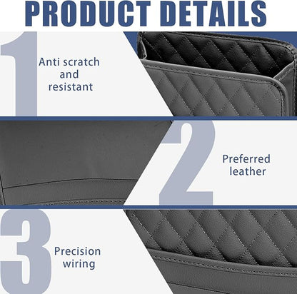 Car Seat Organizer Backseat with Storage Pockets, PU Leather Vehicle Backseat Hanging Storage Pocket, Multipurpose Automotive Travel Essentials Accessories, Universal for Most Cars (Black)