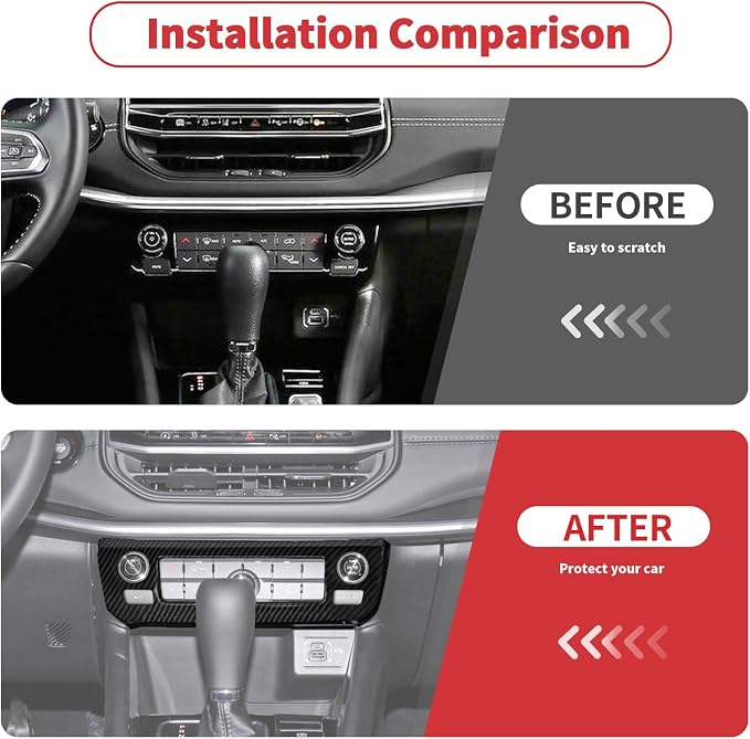 Linskip Climate Control Accent Trim Fit for 2022 2023 2024 2025 Jeep Compass, Control Panel Cover for Jeep Compass Interior Accessories(Black Carbon Fiber)