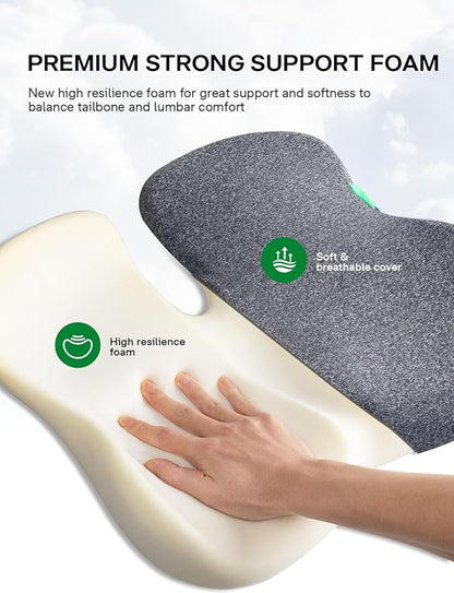 Medisana Seat Cushion, SC 150G Seat Cushions for Office Chairs, Car Seat, Wheelchair - Sciatica & Tailbone & Coccyx Pain Relief Pillow for Driver Sedentary People（Size:19.6 * 16.6 * 3.7 in-Grey）
