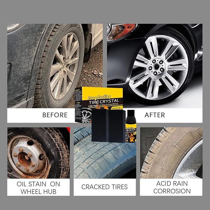 Tire Coating - 100ml Wheel Coating with Sponge | Quick Protective Long Lasting Tire Shine for SUV Looking Like New Truck Motorcycle Rv Long-Lasting Bright Luster Protection Blackening
