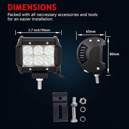 Willpower 2x18w 4 inch Flood LED Work Light Bar for Truck Car ATV SUV 4X4 Jeep Truck Driving Lamp
