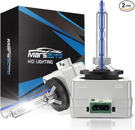 Marsauto D1S HID Bulbs, 6000K Cold White, Xenon Bulb(Not Halogen/Led Bulbs), 5 Years Lifespan, Waterproof Design, Up to 350% Brightness, Low/high Beam,2 Pcs