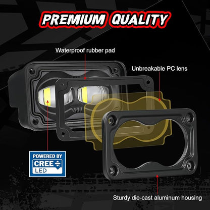 SAE Fog Lights Yellow 3 Inch LED Pod Light Bar Street Legal DOT Approved Off Road Driving Light Cube 2PCS Bumper Fog Lights For Truck Pickup Motorcycle ATV UTV Boat