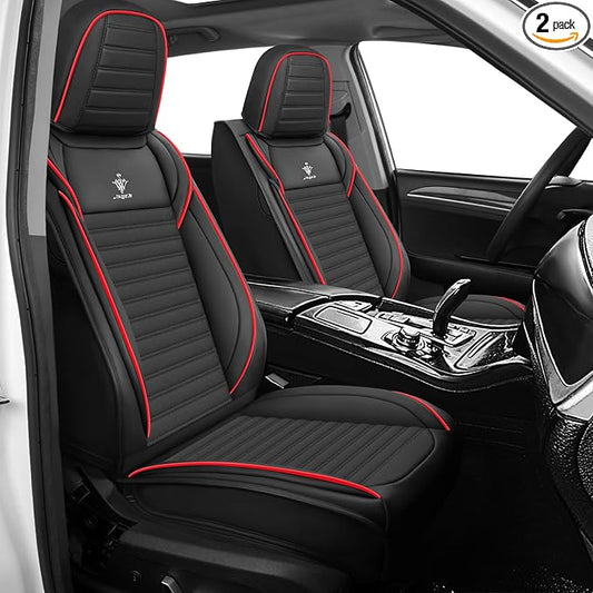 Seat Covers Fit for Nissan Rogue 2015-2026, Breathable and Comfortable Leather Car Seat Cover, Standard Waterproof Cushion Cover Auto Interior Accessories (Black Red)