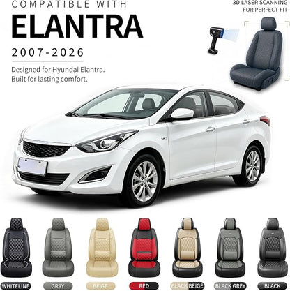 Car Seat Covers Compatible with Hyundai Elantra 2017-2025 2026 - Waterproof & Breathable Luxury Leather All-Weather Seat Cushions Protectors,Airbag Compatible,Only 2 Front seat Covers (Gray)