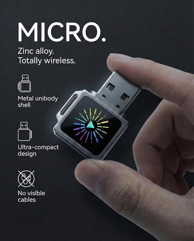 Wireless CarPlay Adapter & Wireless Android Auto Adapter 2-in-1, Requires Factory Wired CarPlay/Android Auto, WiFi 6, Mini Grey Metal Dongle, USB-A Plug & Play, iOS 10+ / Android 11+