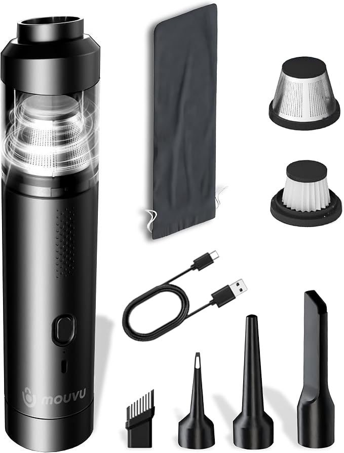 Portable Mini Cordless Car Vacuum with 16000pa, Blow & Suction 2 in 1, Type-C Charge, 2 Suction Modes, Handheld, Office Desk, Couchs, Hidden Areas