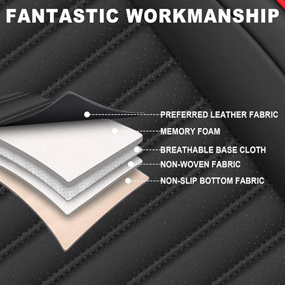Seat Covers Fit for Nissan Rogue 2015-2026, Breathable and Comfortable Leather Car Seat Cover, Standard Waterproof Cushion Cover Auto Interior Accessories (Black Red)