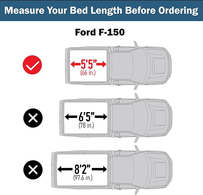 Soft Tri-Fold Truck Bed Tonneau Cover Compatible with 2015-2026 Ford F-150 | F150 Lightning | 5'5" Bed (66") | CFST-016