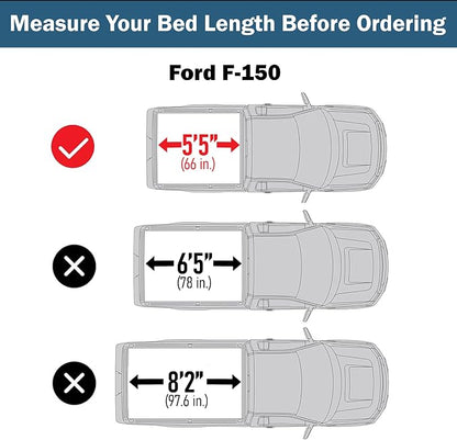 Soft Tri-Fold Truck Bed Tonneau Cover Compatible with 2015-2026 Ford F-150 | F150 Lightning | 5'5" Bed (66") | CFST-016