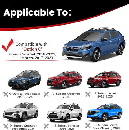300lbs Roof Rack Cross Bars Compatible with Subaru Crosstrek 2018 2019 2020 2021 2022 2023 & Impreza 2017-2023, Aluminum Lockable Crossbars for Rooftop Cargo Carrier Luggage Kayak Canoe Bike