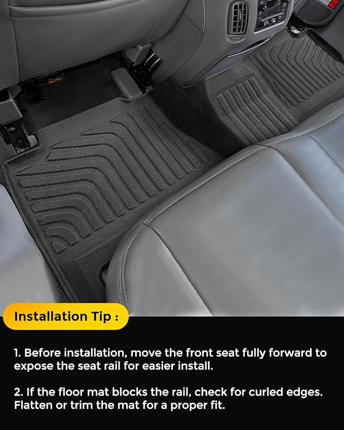 Car Floor Mats for Chevy Silverado: for Silverado/GMC Sierra 1999-2007 Crew Cab| for Suburban/Yukon XL 2000-2006| for Escalade/Avalanche 2002-2006 All Weather Truck Custom Accessories Front Rear Liner