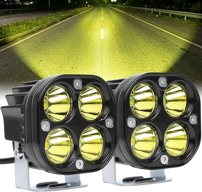 Motorcycle Driving Lights Yellow LED Pods Lights 3’’ 40W LED Driving Off Road Lighting 12V 24V Spot Cube Light for Truck ATV UTV SUV Bike Car Boat Trucks LED Spotlights with 6 Light Beads 2PCS