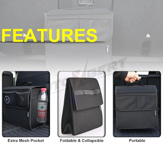 Car Trunk Organizer,Soft Felt Car Bag Organizer 12x7x12 inch Folding,for Honda CRV Civic Accord Ford Focus Fusion Toyota RAV4 Jeep SUV/Truck/Sedan/Van