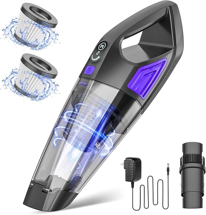 ATONEP Handheld Vacuum Cordless Cleaner,Powerful Portable and Dust Buster Hand Vcauum Rechargeable with Large-Capacity Battery for CarPetOfficeHome (Purple)