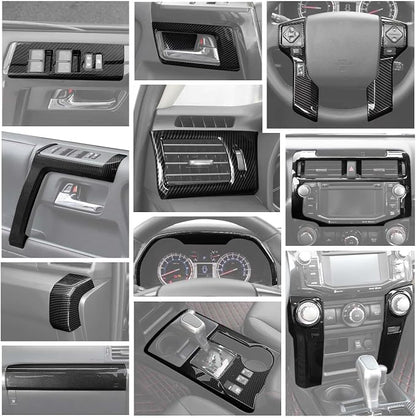 JWWY Interior Trim Kit Auto Interior Dress-Up Kit Decor Set Center Console Gear Shift Dashboard Panel Cover Trim for 2010-2019 Toyota 4runner Interior Accessories, ABS Carbon Fiber 28pcs