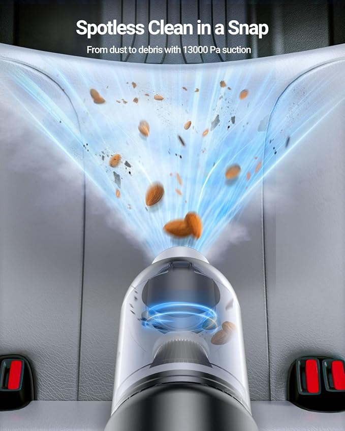 SEALIGHT Mini Car Vacuum, Car Vacuum Portable Cordless with 13000pa High Power Suction