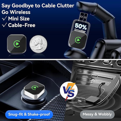 2026 Wireless CarPlay Adapter for iPhone&Android Auto, Bluetooth Plug&Play Converts Wired CarPlay/Android Auto to Wireless-Stable Connection for iPhone iOS 10+ & Android 11+ Phones