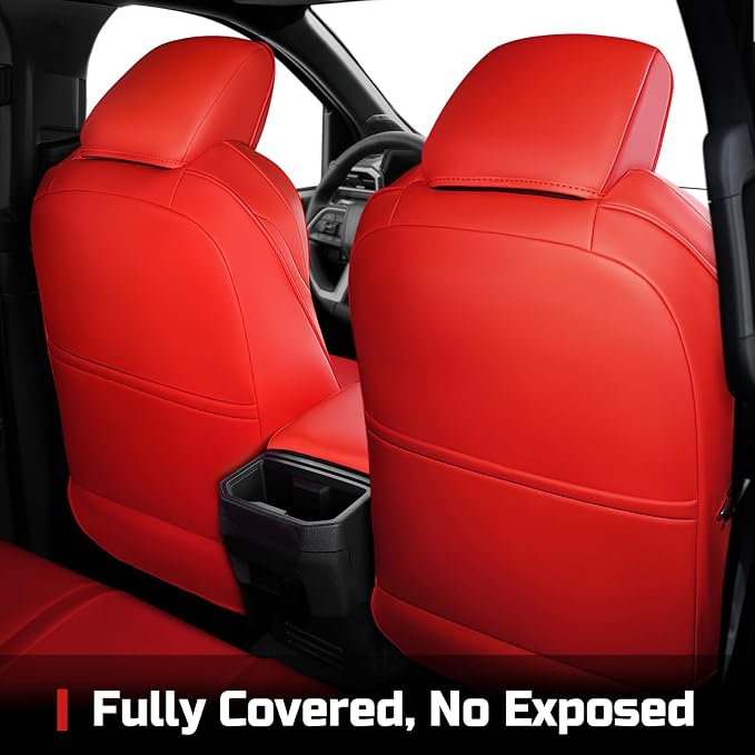 Carlimeki Leather Seat Covers Custom Fit for Tacoma Gen 4th (2024-2026) Double Cab, for SR, SR5, TRD PreRunner, TRD Sport, TRD Off-Road, Limited, Trailhunter - Armrest Covers Included - Fully Covered