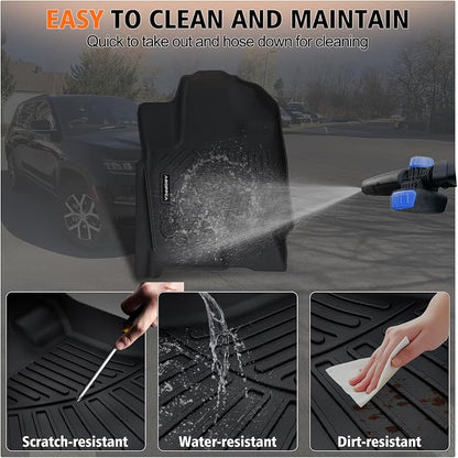 All Weather Car Floor Mats Cargo Liner with Backrest Mat for 2025 Ford Expedition Max 8 Seats (2 Row Bench Seat), TPE Rubber Liners Full Set Automotive Mats for 2025 Expedition Max Accessories
